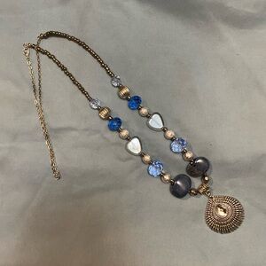 Handmade Necklace Blue,silver,clear Beads